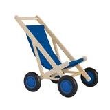 Van Dijk Toys houten poppenwagen / poppenbuggy - Blauw (Kinderopvang kwaliteit)