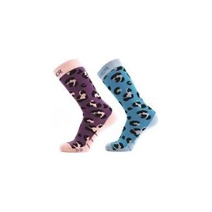 Skisok Sinner Kids Ski Socks Animal Double Pack Purple/Blue-Schoenmaat 23 - 26