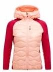 Peak Performance - Helium Down Hybrid Hood - Damesjas - Peach Fuzz Tech Burgundy