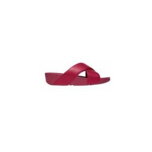 FitFlop Women Lulu Cross Slide Sandals Leather Redberry-Schoenmaat 37