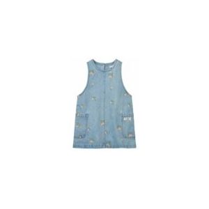 Kinderjurk Liewood Angelica Printed Denim Dress Peach / Light Blue Denim-104