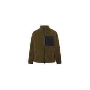 Knowledge Cotton Apparel - GRS/Vegan - Vest - Dark Olive - Teddy Fleece Zip Jack