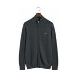 GANT - Cotton Zip Cardigan - Vest - Grijs - 100% Katoen