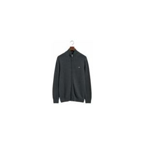 GANT - Cotton Zip Cardigan - Vest - Grijs - 100% Katoen