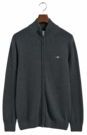 GANT - Cotton Zip Cardigan - Vest - Grijs - 100% Katoen