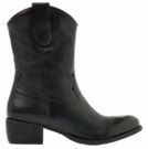 Lazamani - 74486 - Kuitlaarzen - Zwart - Leer - Blokhak 3,5 cm