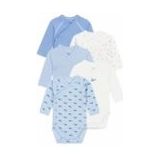 Petit Bateau - Rompertjes - Blauw - Set van 5 - Maat 60 - 3 maanden