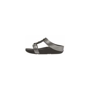 FitFlop Women iQushion Leather Toe-Post Sandals Black-Schoenmaat 40