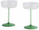 Cocktailglas HAY Tint Coupe Glass Clear, Jade Light Green And Jade Dark Green (Set van 2)