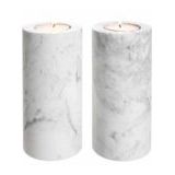 Theelichthouder Eichholtz Tealight Holder Tobor L White Marble (Set van 2)