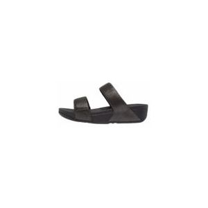 FitFlop Women Lulu Glitz-Canvas Slides Pewter Black-Schoenmaat 37