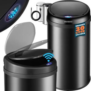 Monzana Prullenbak - Automatisch Rond 30L 30x53cm Display Sensor - Zwart