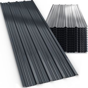 Gardebruk - Dakplaten - Antraciet - Roestbestendig - 12 Stuks 129x46cm