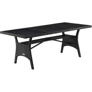 Casaria Polyrattan Tuintafel - WPC Tafelblad 190x90x74 cm – Zwart