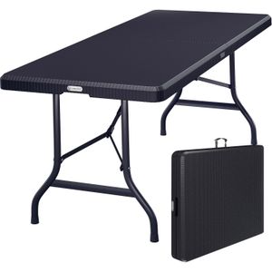 Casaria - Tuintafel - Opvouwbaar - Zwart - Weerbestendig - Voor 8 Personen