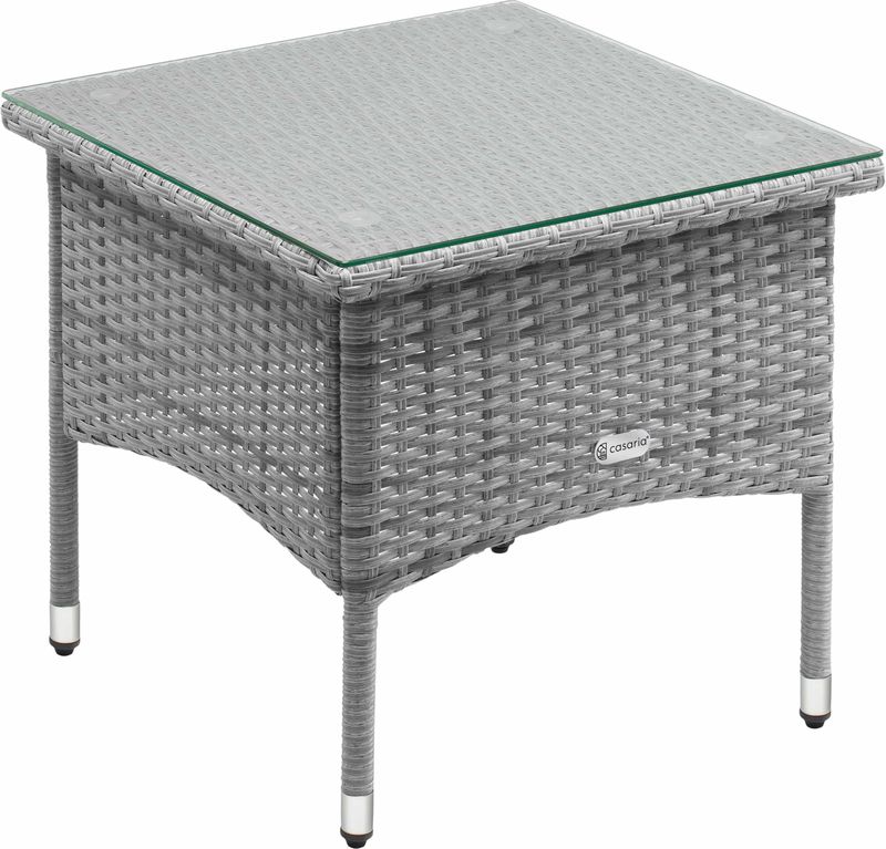 CASARIA Bijzettafel - Polyrattan Buiten Koffietafel 50x50x45cm - Grijs