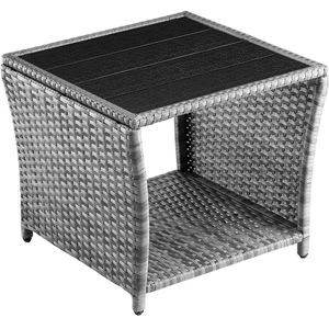 Casaria - Polyrattan Bijzettafel - Grijs - WPC Tafelblad 45x45x40cm