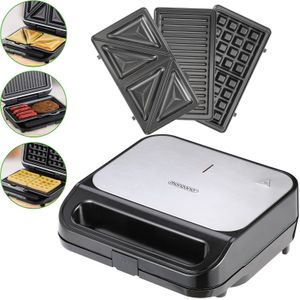 Sandwich Maker 3in1 Zwart/Zilver 1.000W