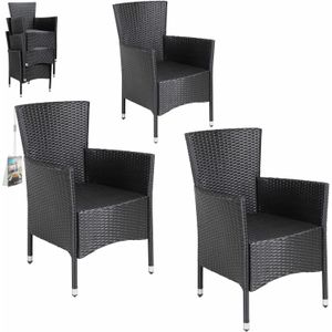 Polyrotan Tuinstoelen 3 Stuks Zwart stapelbaar