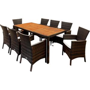 Polyrattan tuinzitgroep Rom 9-delig bruin acaciahout