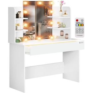 Casaria - Lucia - Make up Tafel - Wit - 4 Planken - Met LED Spiegel