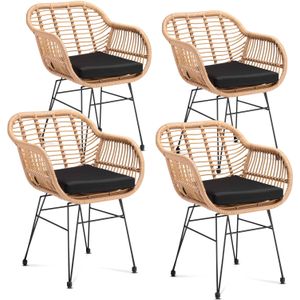 Rieten Stoel Bali 4 stuks Naturel Kunststof