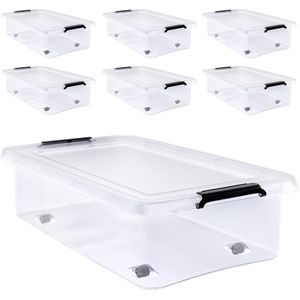 6 Stuk Opbergbox met Deksel Transparant 60x40x17cm 30L