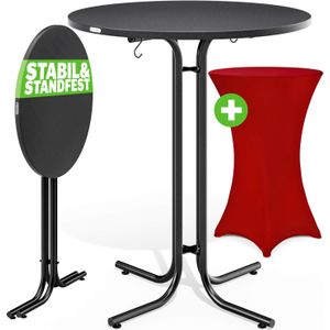 Statafel Grijs 110x80cm + statafelhoes Bordeaux Ø80cm