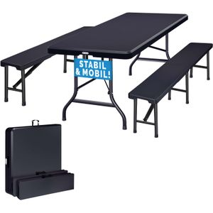 Bierbank Set 3-delig Antraciet Kunststof 183cm