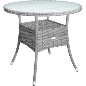 Casaria - Bijzettafel - Rond - 80cm - Grijs - Polyrattan