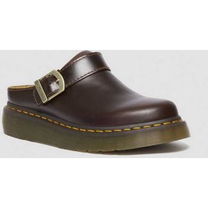 Dr. Martens Laketen Leder Plateau Mules Schuhe in Braun, Größe: 39