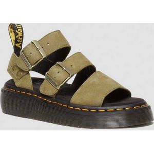 Dr. Martens Gryphon Tumbled Nubuck Leder Plateausandalen in Grün, Größe: 38