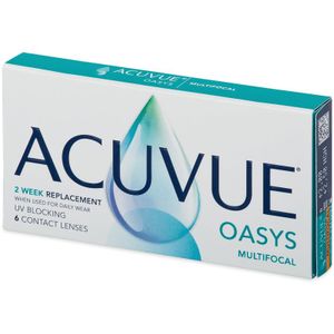 Acuvue Oasys Multifocal (6 lenzen) Sterkte: +3.50, BC: 8.40, DIA: 14.30, ADD sterkte: Low (+0.75D - +1.25D)