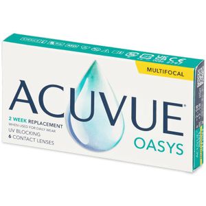 Acuvue Oasys Multifocal (6 lenzen) Sterkte: -2.50, BC: 8.40, DIA: 14.30, ADD sterkte: Low (+0.75D - +1.25D)