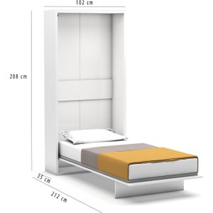 Eenpersoons opklapbed zonder bureau - Happy - Polyether matras SG 40 - tot 80 KG