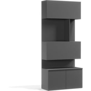 Antraciet - Kast Met Bureau - 100 x 228 cm - Geschikt Voor Opklapbed