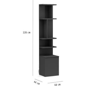 Boekenkast 50 cm voor bij opklapbed 228 cm hoog - Antraciet