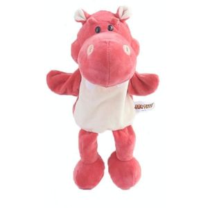 Peuter Cartoon Animal Pluche Hand Puppet Speelgoed Ouder-Kind Storytelling Rekwisieten  Hoogte: 30cm (Roze Hippo)