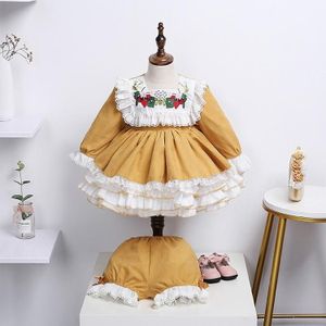 Zoete en schattige driedelige prinses jurk (kleur: gele maat: 130)