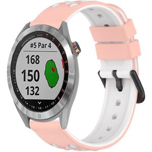 Voor Garmin Approach S40 20 mm tweekleurige poreuze siliconen horlogeband (roze + wit)