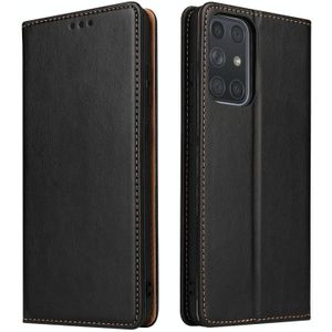 Voor Samsung Galaxy A72 5G Fierre Shann PU originele lederen textuur horizontale flip lederen hoesje met houder en kaart slots &portemonnee (zwart)