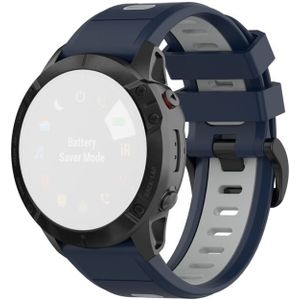 Voor Garmin Fenix 6X Siliconen Two-color Strap (Midnight Blue Gray)