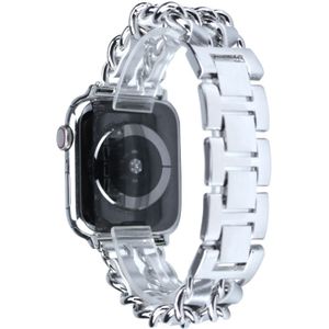 Voor Apple Watch Series 5 & 4 40mm / 3 & 2 & 1 38mm Denim Chain Stitching Watchband(Zilver)