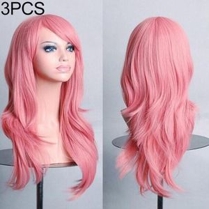 3 PCS Anime Cos Role Playing Wig Cosplay Color Stage Headgear (Pink)