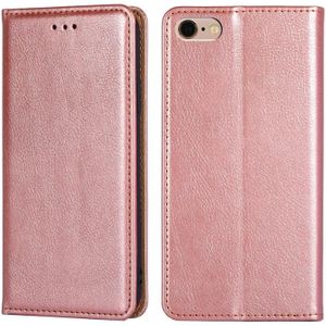 Voor iPhone 7 / 8 / SE (2020) PU + TPU Gloss Oil Solid Color Magnetic Horizontal Flip Leather Case met houder & Kaartsleuf & Portemonnee (Goud)