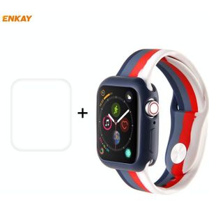 Voor Apple Watch Series 6/5/4/SE 44mm ENKAY Hat-Prince 2 in 1 Rainbow Silicone Watch Band + 3D Full Screen PET Curved Hot Bending HD Screen Protector Film (Kleur 2)