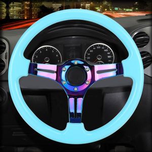 Auto kleurrijke gewijzigd Racing Sport Horn Button stuurwiel  diameter: 34 6 cm (Sky Blue)