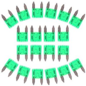 100 stuks auto Mini Blade zekering  DC 12V 30A (groen)