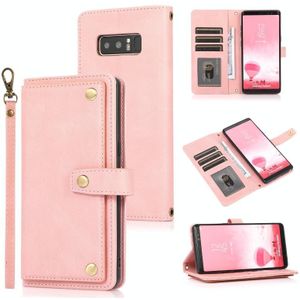 Voor Samsung Galaxy Note8 PU + TPU Horizontale Flip Lederen Case met Houder & Card Slot & Wallet & Lanyard (Pink)