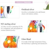 S925 Sterling Zilver Kleurrijke Bloemen relif Oranje gekleurde glazen kralen DIY Armband Ketting Accessoires